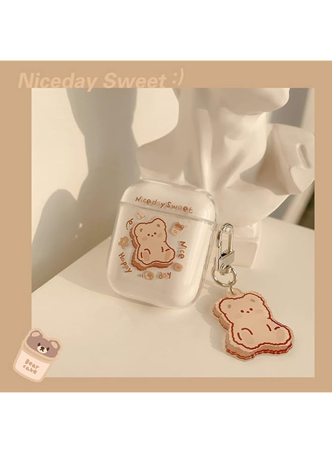 erorex Clear Airpods Case With Bear Keychain Cute Cartoon Bear Design Full Protective Silicone Cover Compatiable With Airpod 2&1 Case For Kids And Womens Brown - Image 3