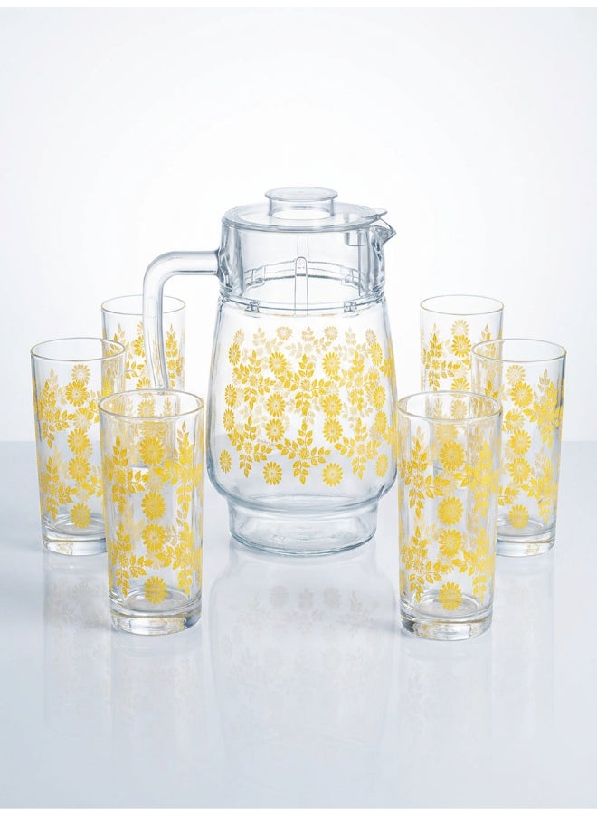 Luminarc Festivite Amsterdam 7 Piece Drink Set includes 1.8L Jug, 6 x 270ml Tivoli Glass Tumblers, Made of Annealed High Quality & Durable Glass - Image 1