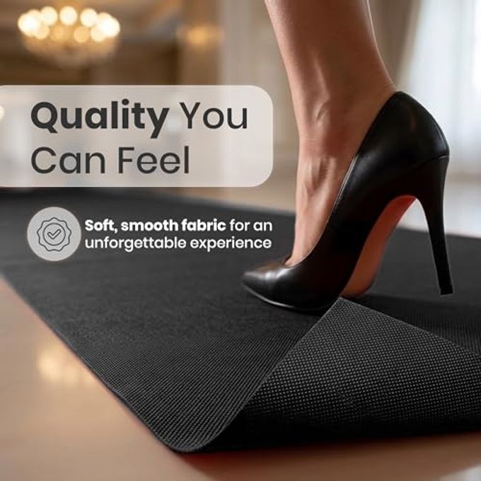 LEMONSODA Black Carpet Floor Runner | 3x50 Feet | Non Slip Polypropylene Flat Woven Fabric | Hollywood Party Decoration Fabric | Thick 100 GSM Carpet | Indoor Event Runner - Image 2