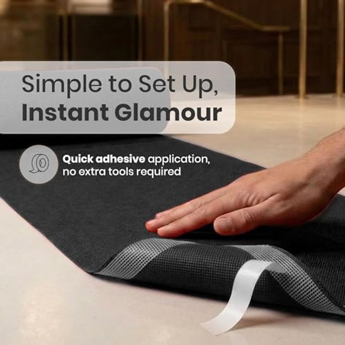 LEMONSODA Black Carpet Floor Runner | 3x50 Feet | Non Slip Polypropylene Flat Woven Fabric | Hollywood Party Decoration Fabric | Thick 100 GSM Carpet | Indoor Event Runner - Image 3