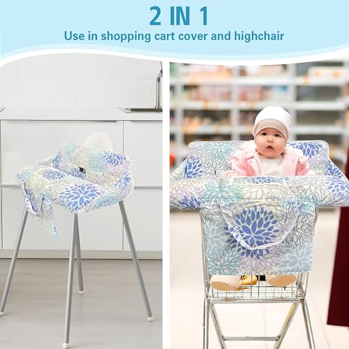 gxfcymxbd Shopping Cart Cover for Baby2in1 High Chair Cover SoftPortableand Machine WashableComfortable Cotton Seat Pad with Safety Harness and Portable Cloth BagFits All Supermarkets and Restaurants - Image 3