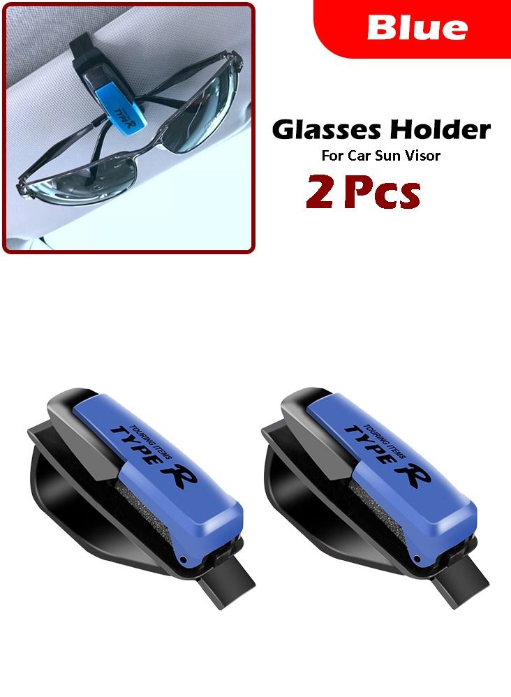 Type R Car Sun Visor Sunglasses Holder Blue Color (Pack of 2PCs) - Image 1
