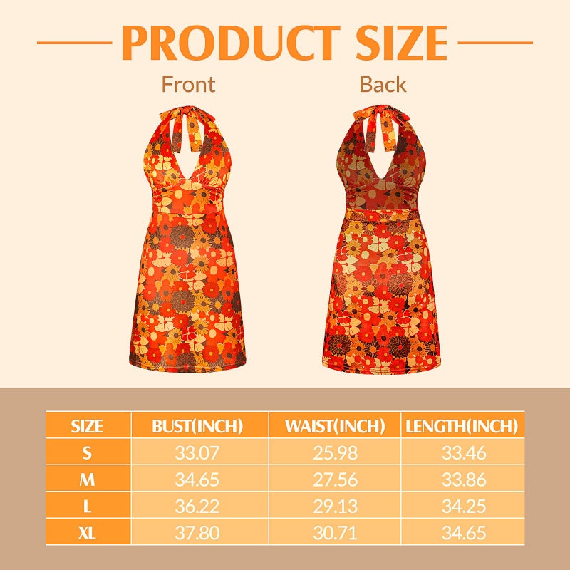 SATINIOR 4 Pcs 60s 70s Women's Hippie Costume Retro Disco Outfit Groovy Dress Headband Earring Sunglasses for Halloween Party(Medium) - Image 2