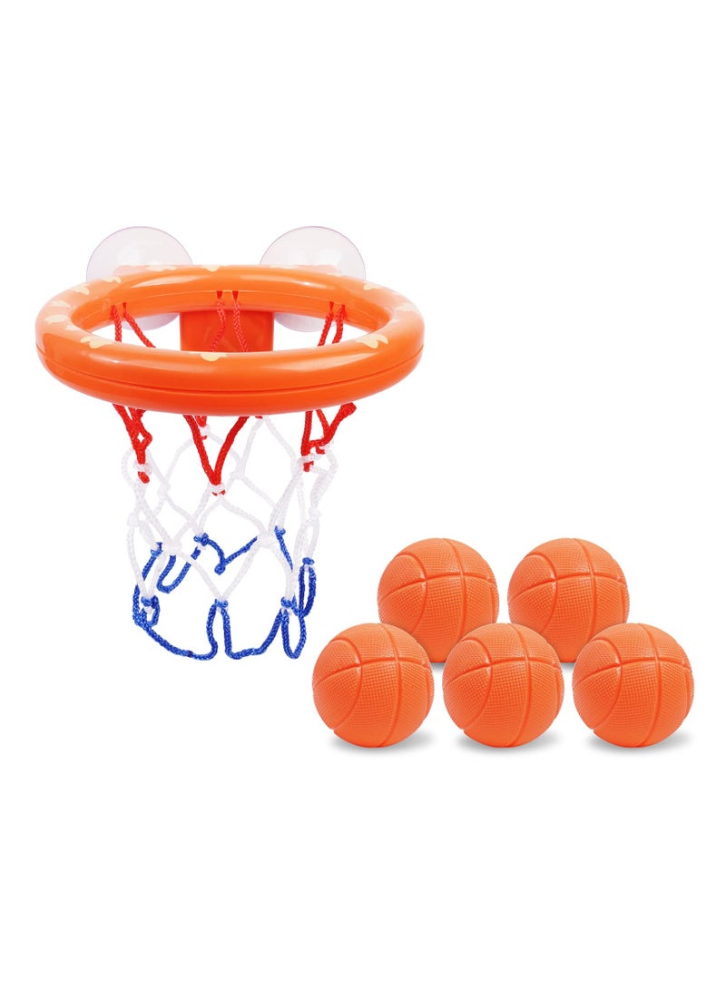 Excefore Bath Basketball Hoop for Baby, Bath Toy Fun Basketball Hoop & Balls Set 5 Balls Included, Bath Toys Bathtub Basketball Hoop with Strong Suction Cup, Fun Toddler Bath Toys for Boys and Girls - Image 1