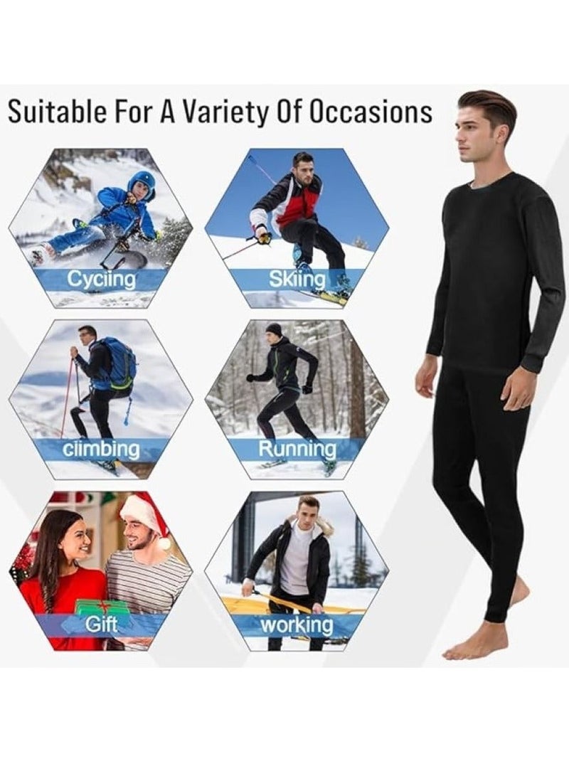 رات سو طقم ملابس داخلية حرارية للرجال، بيجامة حرارية بأكمام طويلة، طقم ملابس داخلية حرارية طويلة للتزلج والتدريب والمشي لمسافات طويلة والرياضات الخارجية M - Image 5