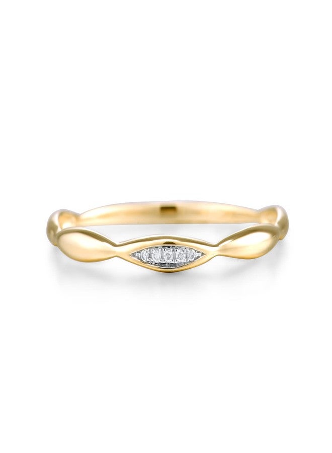 Santuzza 10K Solid Gold Genuine Diamond Dainty Twisted Stacking Ring for Women, 7.5, gemstone Metal, Diamond - Image 2