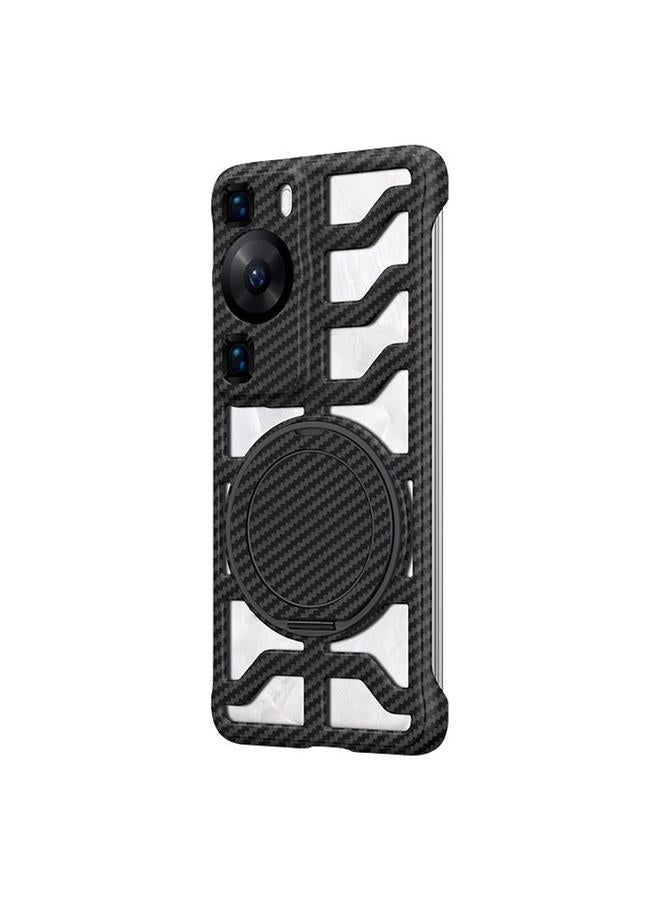 S-TOP Case For Huawei P60 / P60 Pro Hollow Carbon Fiber Rotating Bracket MagSafe Phone Case - Image 1