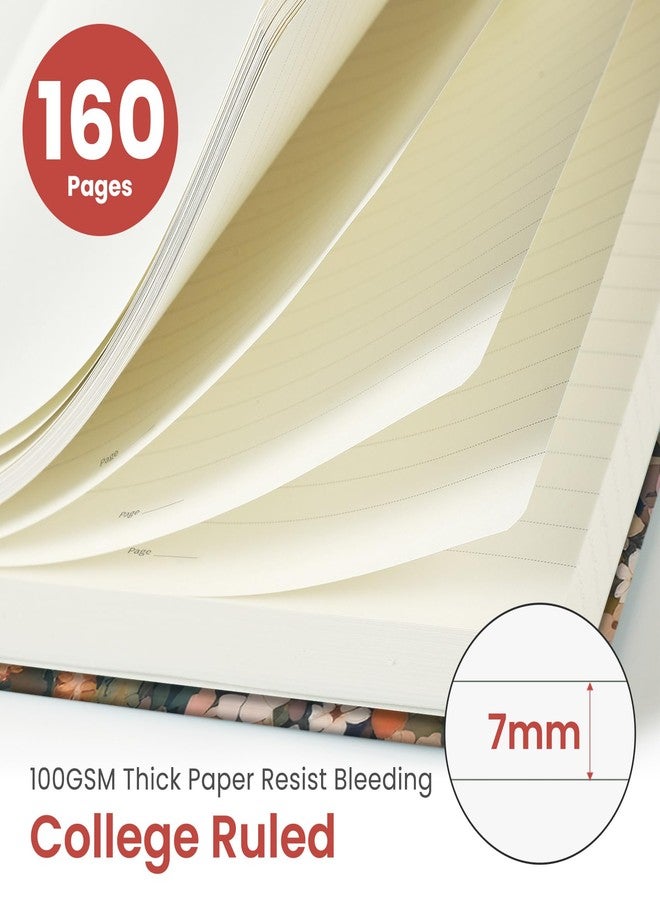 Taja Pretty Lined Journal for Women, Aesthetic Cute Hardcover Leather Journal for Writing, A5 College Ruled Notebook for Work & Note Taking, Perfect for Office School Home, 160 Pages, Meadow Flowers - Image 2
