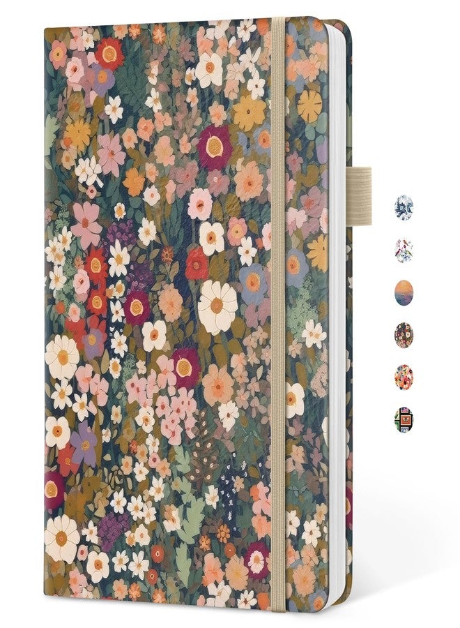 Taja Pretty Lined Journal for Women, Aesthetic Cute Hardcover Leather Journal for Writing, A5 College Ruled Notebook for Work & Note Taking, Perfect for Office School Home, 160 Pages, Meadow Flowers - Image 1