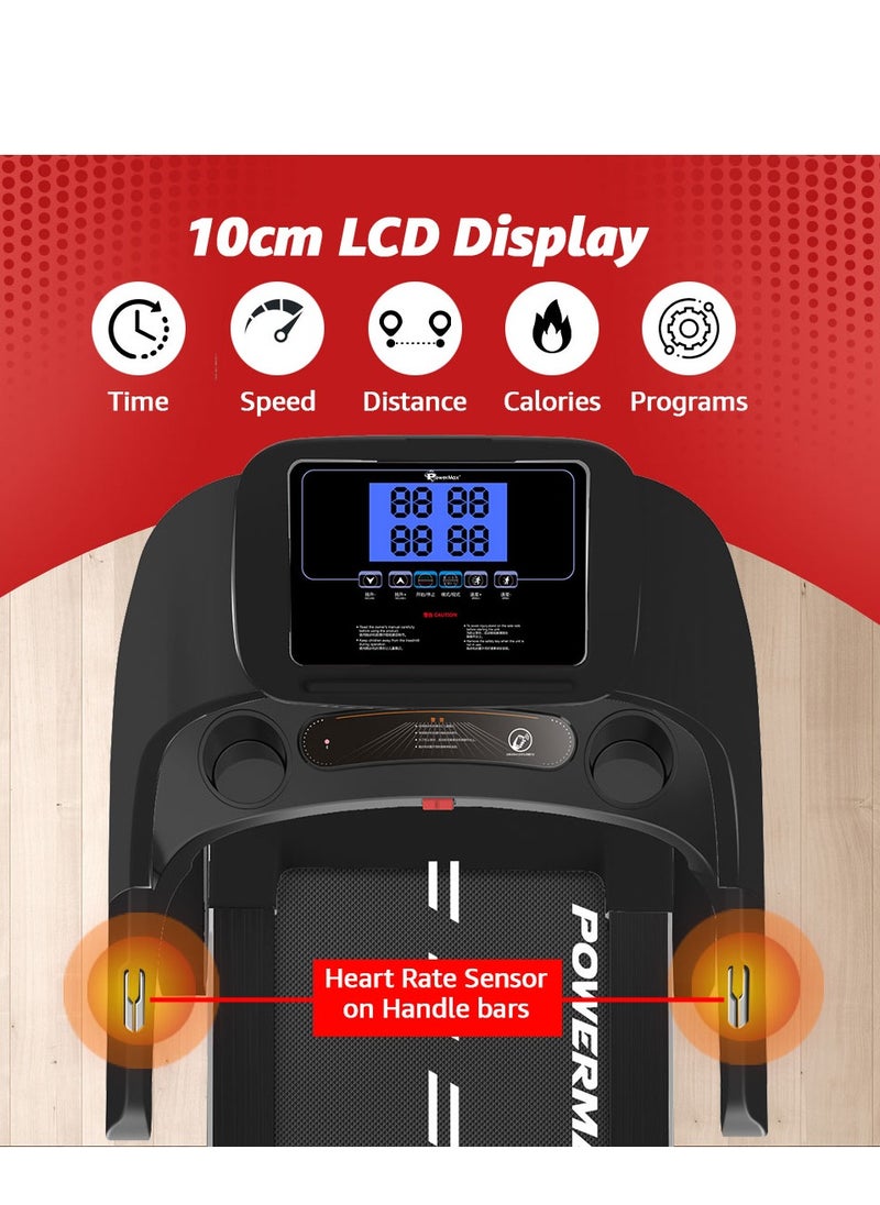PowerMax Fitness TD-A1 6HP Motorised Foldable Treadmill for Home User Wt. 120kg, 15 Lvl Auto-Incline Running Machine for Max Pro workout, Top Speed 14 km/ph, Speaker, Aux, LCD Disp., Bluetooth