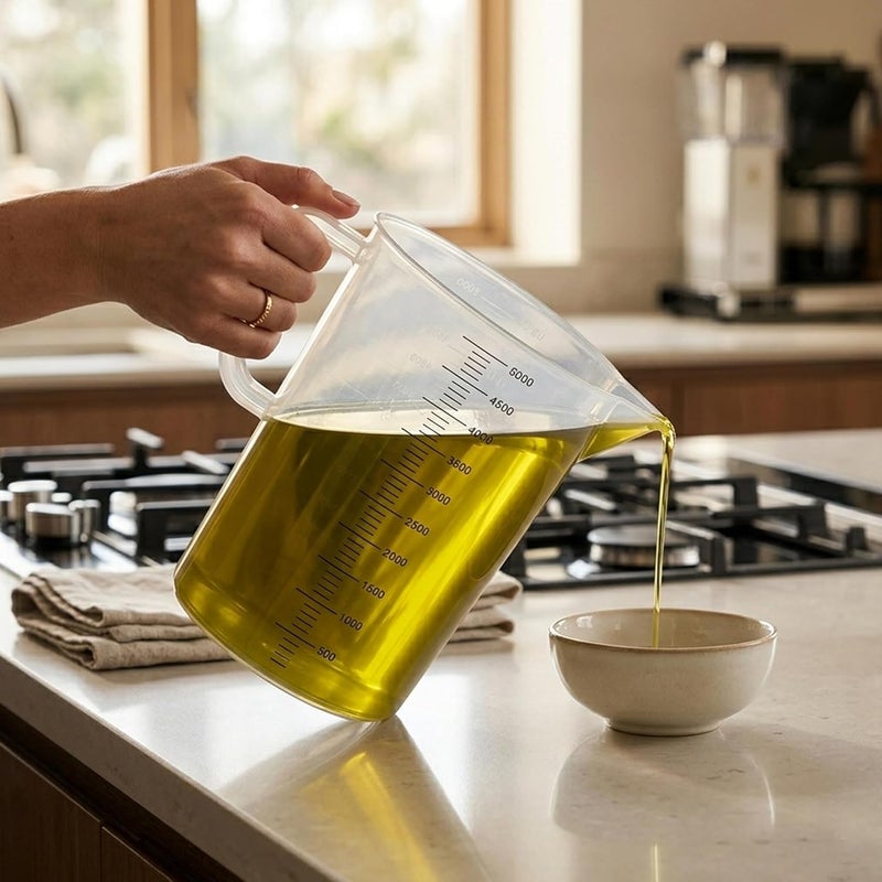 Cuisine Art وعاء قياس بلاستيكي بقدرة 5000 مل من كوزين آرت – خالي من BPA كوب بيكر أبيض متدرج مع مقبض وفوهة سهلة الصب للمطبخ والخبز والطهي والقهوة والمختبر HORECA – سعة 169 أونصة - Image 2