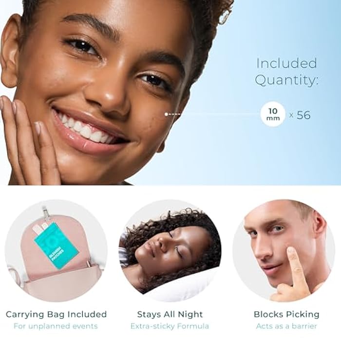CLEOF Pimple Patches for Face & Body - Overnight Use, Visible Acne Patch for Zits, Spots, Pimples, Whiteheads, Vegan, Cruelty-Free, Hypoallergenic Hydrocolloid Stickers (56 Count, 10mm) - Image 3