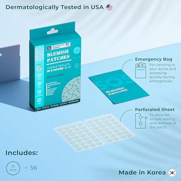 CLEOF Pimple Patches for Face & Body - Overnight Use, Visible Acne Patch for Zits, Spots, Pimples, Whiteheads, Vegan, Cruelty-Free, Hypoallergenic Hydrocolloid Stickers (56 Count, 10mm) - Image 4