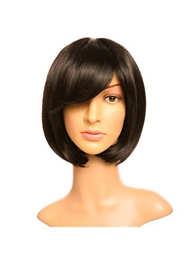 Artifice Natural Women Straight Short Hair Bob Wig Fashion Cosplay + Wig Cap (Natural Dark Brown) - Image 2