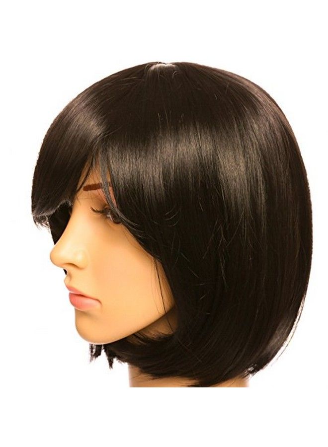 Artifice Natural Women Straight Short Hair Bob Wig Fashion Cosplay + Wig Cap (Natural Dark Brown) - Image 4