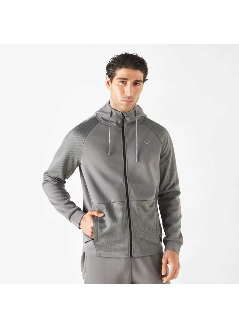 ادوت من سبلاش Solid Hooded Jacket with Pockets and Zip Closure