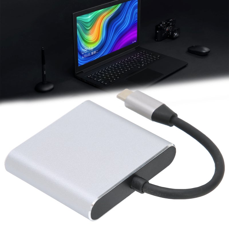 3 In 1 Docking Station: Aluminum Alloy Build - 4K Video Output Type C Hub for Type C Devices, Home Office & Entertainment - Image 3