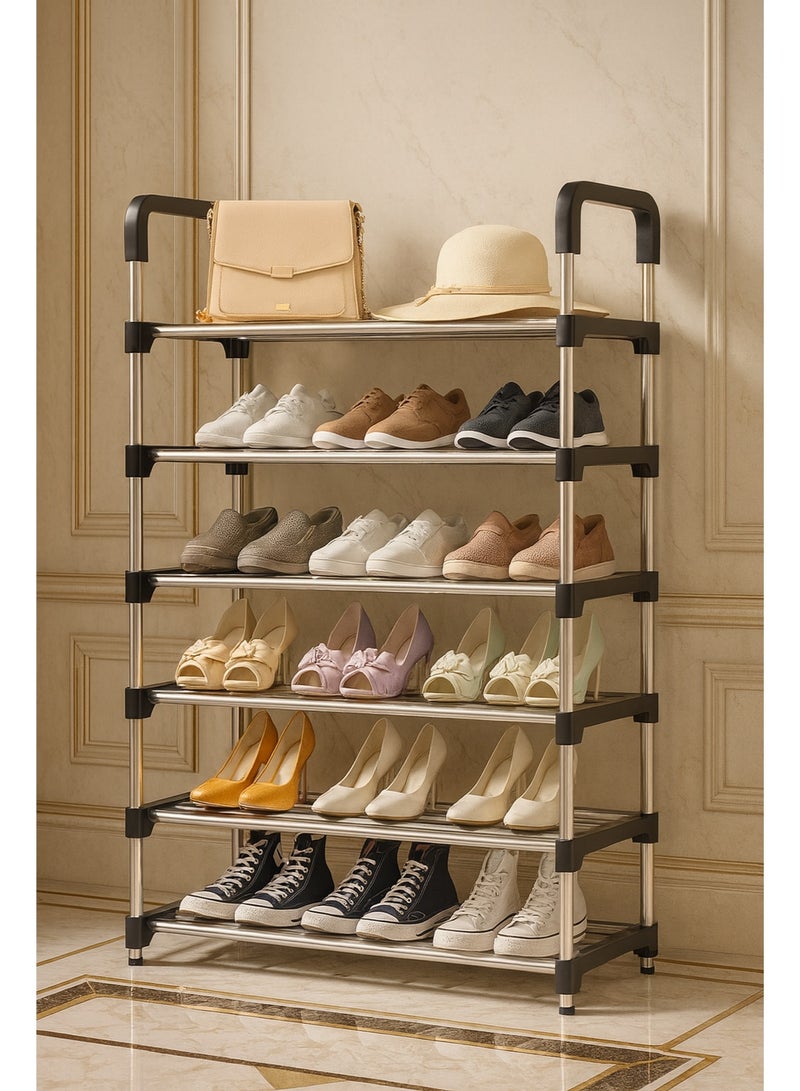 رومان جيفتس رف أحذية 6 ارفف أسود/ فضي - Image 2