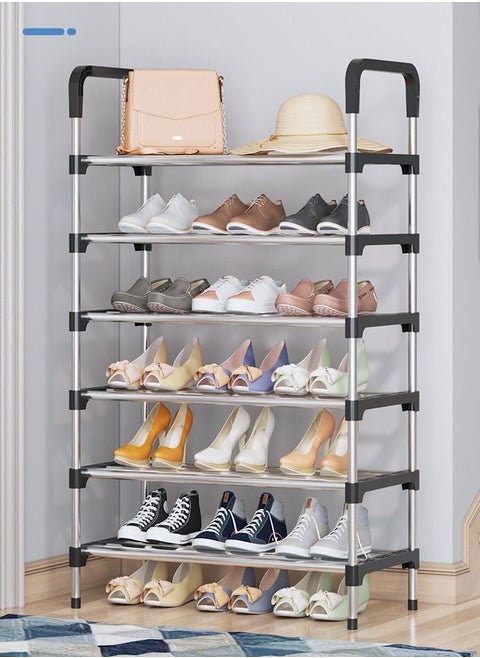 6 Tier Shoe Rack, Adjustable Sturdy Metal Storage 18 Shelf Cover Shoe Cover Rack, Organizer Storage, Shoe Storage For Bedroom, Closet, Living Room, Entryway 110X30X60 Cm