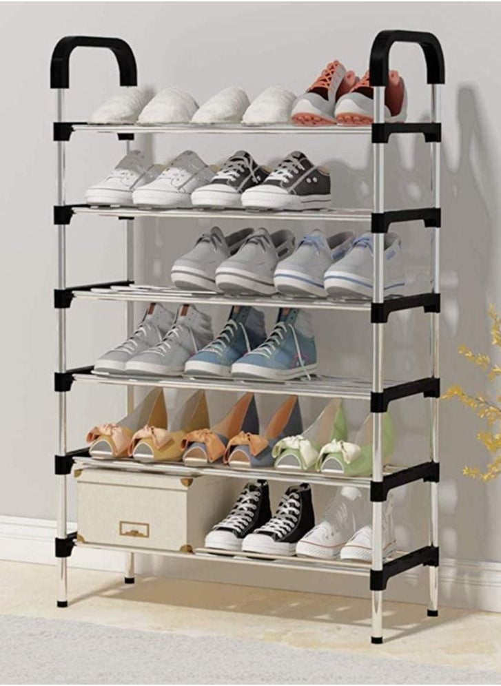 Roman Gifts - 6 Tier Shoe Rack, Adjustable Sturdy Metal Storage 18 Shelf Cover Shoe Cover Rack, Organizer Storage, Shoe Storage For Bedroom, Closet, Living Room, Entryway 110X30X60 Cm - Image 1