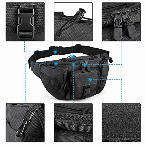FRTKK Tactical Fanny Pack Military Waist Bag Pack with USA Flag Patch Utility Hip Pack with Adjustable Strap for Outdoors Fishing Cycling Camping Hiking Dog Walking (Black) - Image 5