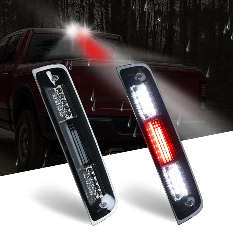 Gubebaili Third 3rd Brake Light Replacement for Dodge Ram 1500 2009-2017, Fit for Dodge Ram 2500 3500 2010-2017, Waterproof Rear Lamp American Flag (Chrome Housing Clear Lens) - Image 1
