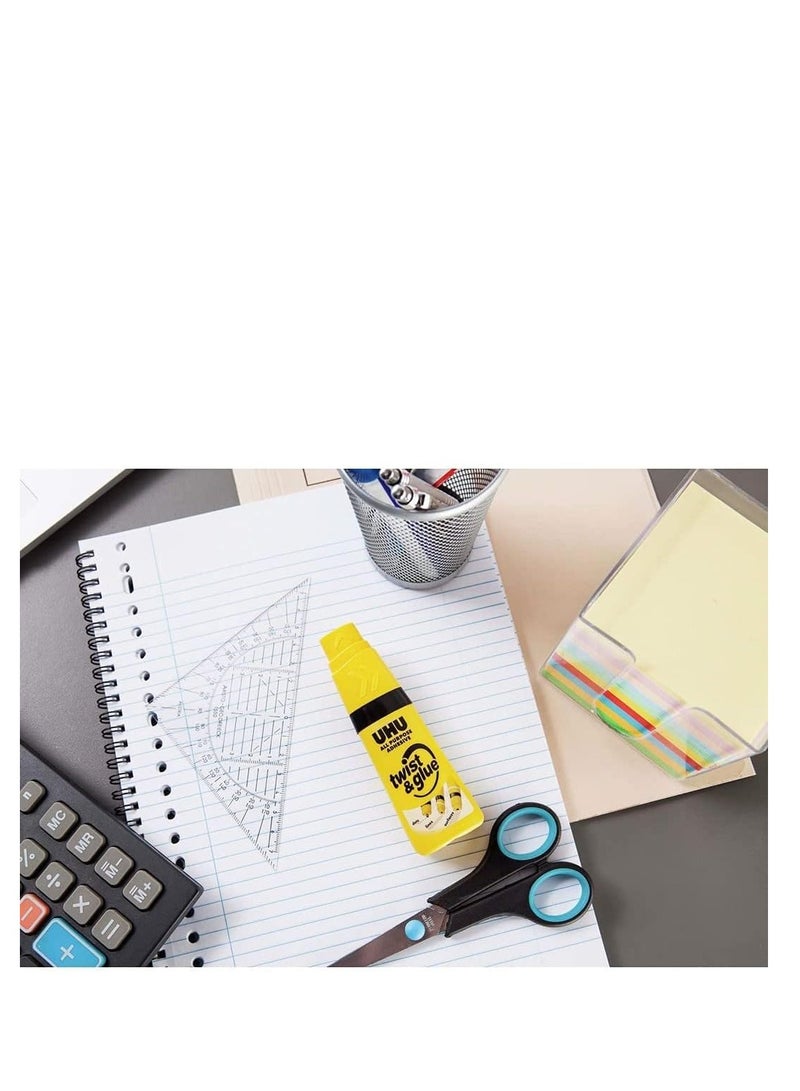 UHU TWIST&GLUE All Purpose Adhesive x2 Value Pack, unique 3 way glue applicator proven crystal clear, YELLOW, 3605x2 - Image 3