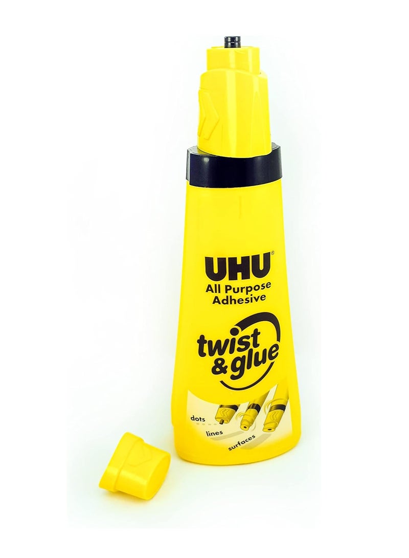 UHU TWIST&GLUE All Purpose Adhesive x2 Value Pack, unique 3 way glue applicator proven crystal clear, YELLOW, 3605x2 - Image 2