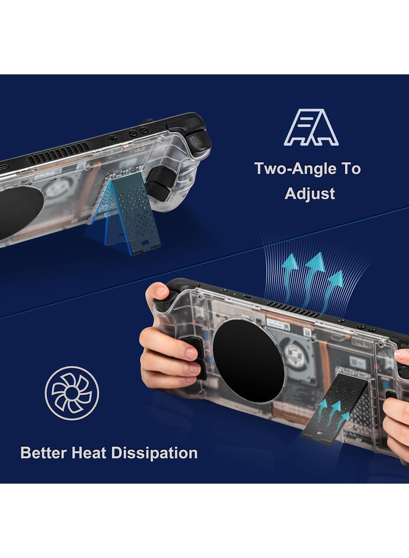 SYOSI Transparent Replacement Plate for Steam Deck, Clear Shell Case Set Back Plate with Integrated Stand Transparent Protective Case with Heat-Dissipationg Transparent Shell Case for Steam Deck - Image 2