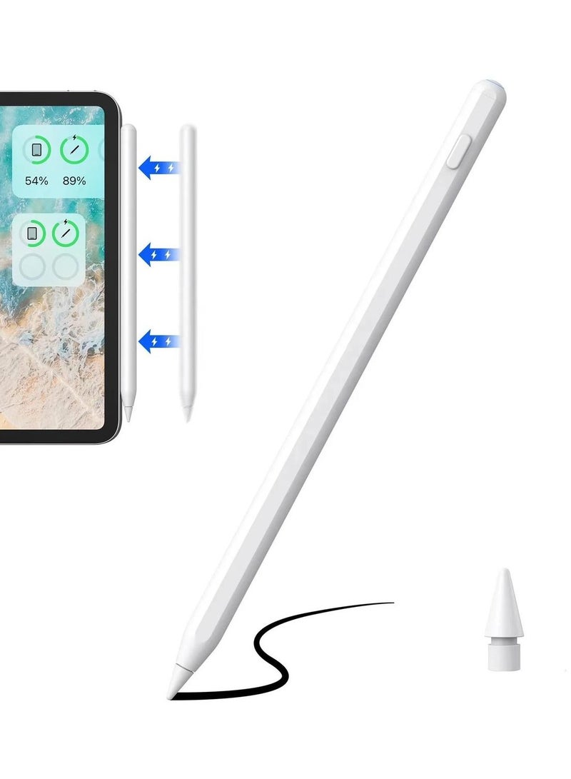 قلم IPad الجيل الثاني مع قلم شحن USB مغناطيسي لجهاز iPad مع خاصية رفض راحة اليد متوافق مع iPad 10/9/8/7/6 iPad Mini 6/5 iPad Air 5/4/3 iPad Pro 11 iPad Pro 12.9 6/5 /4/3 - Image 1