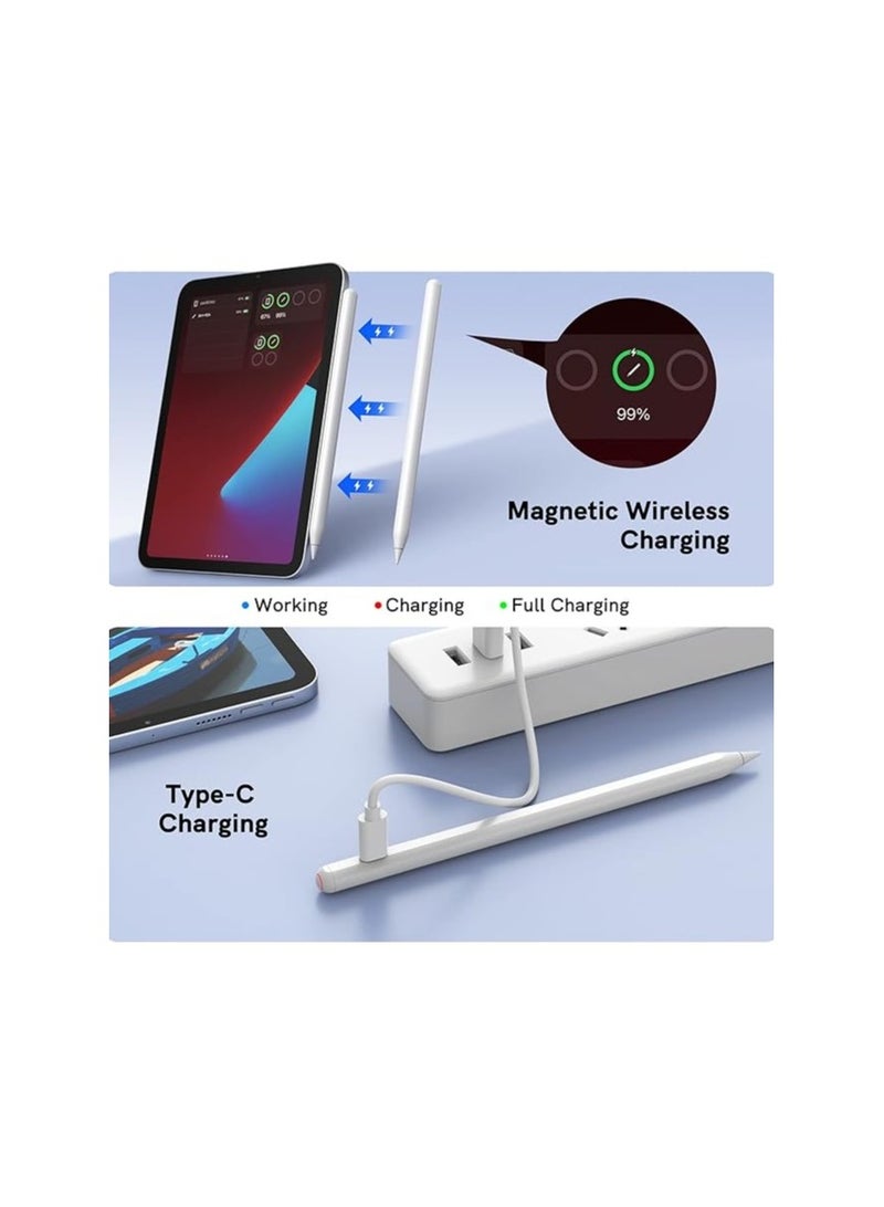قلم IPad الجيل الثاني مع قلم شحن USB مغناطيسي لجهاز iPad مع خاصية رفض راحة اليد متوافق مع iPad 10/9/8/7/6 iPad Mini 6/5 iPad Air 5/4/3 iPad Pro 11 iPad Pro 12.9 6/5 /4/3 - Image 4