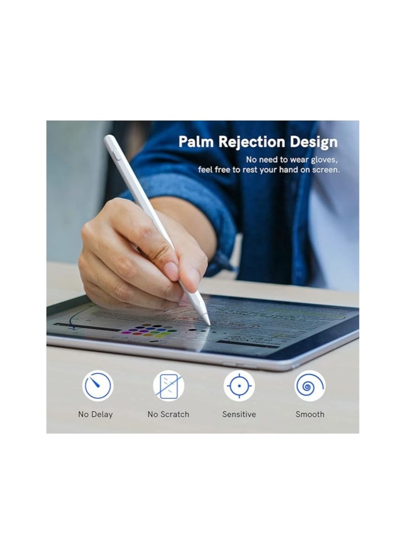 قلم IPad الجيل الثاني مع قلم شحن USB مغناطيسي لجهاز iPad مع خاصية رفض راحة اليد متوافق مع iPad 10/9/8/7/6 iPad Mini 6/5 iPad Air 5/4/3 iPad Pro 11 iPad Pro 12.9 6/5 /4/3 - Image 2