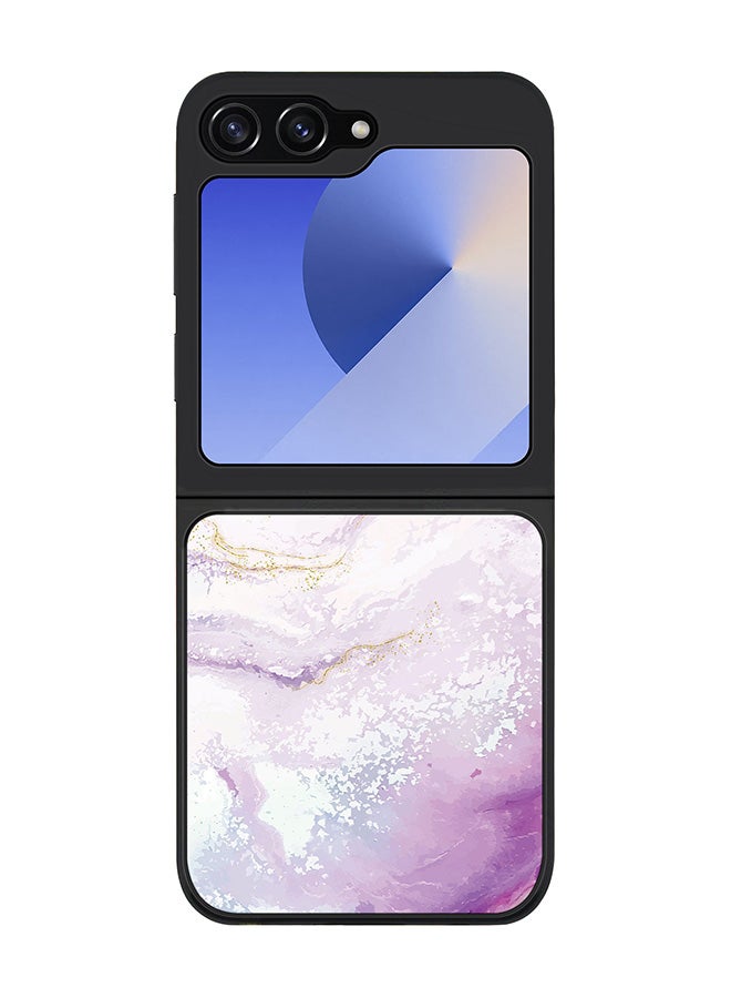 Stylizedd Rugged Black edge case for Samsung Galaxy Z Flip7 FE, Slim fit Soft Case Flexible Anti Drop TPU Gel Thin Cover -  Marble Print Marine - Image 1