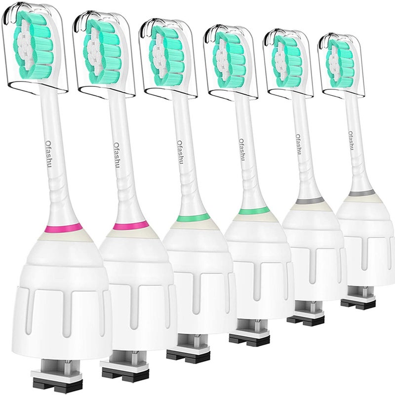 Ofashu Replacement Toothbrush Brush Heads for Philips Sonicare E Series Essence Elite Xtreme Advance CleanCare All Screw On Electric Toothbrush 702266 6 Pack