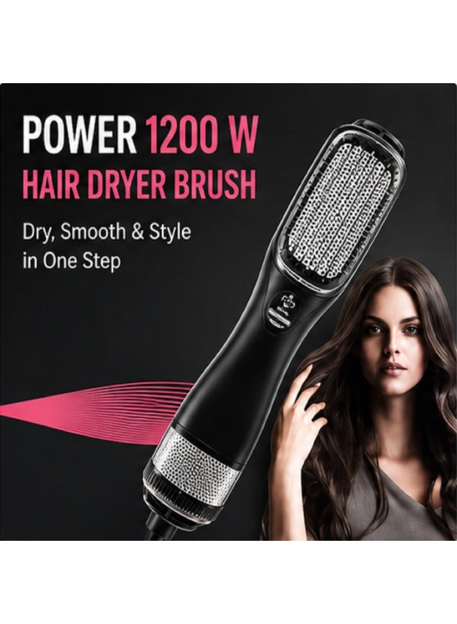 IMPERIUM 1200W Hair Dryer Brush, 2-in-1 Hot Air Brush Hair Dryer & Styler with Ionic Technology, 2 Heat & Speed Settings, Anti-Frizz Volumizing Hair Brush, 360° Swivel Cord, Fast Drying for All Hair Types - Black - Image 1