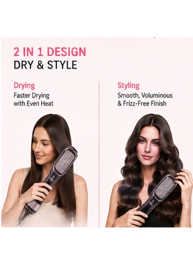 IMPERIUM 1200W Hair Dryer Brush, 2-in-1 Hot Air Brush Hair Dryer & Styler with Ionic Technology, 2 Heat & Speed Settings, Anti-Frizz Volumizing Hair Brush, 360° Swivel Cord, Fast Drying for All Hair Types - Black - Image 5
