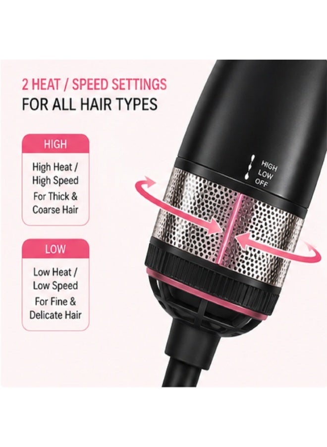 IMPERIUM 1200W Hair Dryer Brush, 2-in-1 Hot Air Brush Hair Dryer & Styler with Ionic Technology, 2 Heat & Speed Settings, Anti-Frizz Volumizing Hair Brush, 360° Swivel Cord, Fast Drying for All Hair Types - Black - Image 3