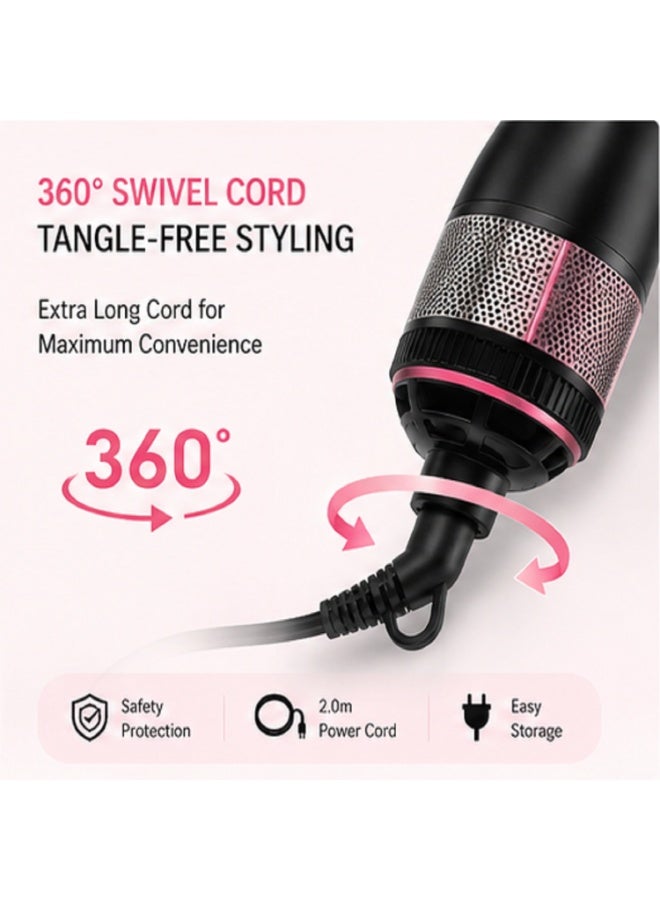 IMPERIUM 1200W Hair Dryer Brush, 2-in-1 Hot Air Brush Hair Dryer & Styler with Ionic Technology, 2 Heat & Speed Settings, Anti-Frizz Volumizing Hair Brush, 360° Swivel Cord, Fast Drying for All Hair Types - Black - Image 2