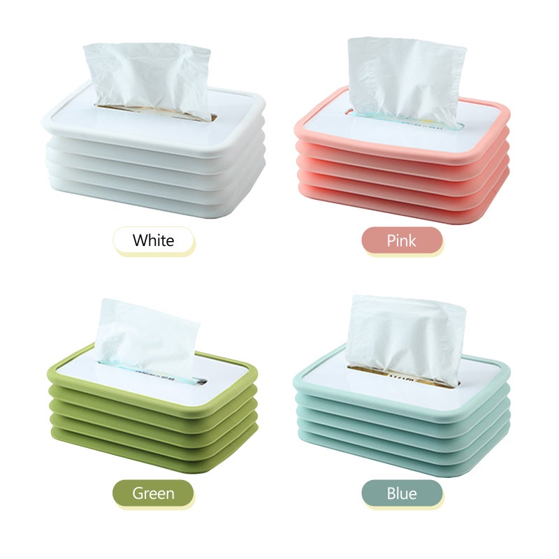 Foldable Tissue Box Holder Paper Towel Dispenser Coreless Toilet Tissue Dispenser Paper Extraction Dispenser Tissue Box Cover Dispenser for Car Home Bathroom Bedroom Office - Image 2