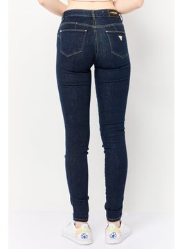 GUESS Women Skinny Fit Solid Stretchable Denim Jeans, Dark Blue  - Image 4