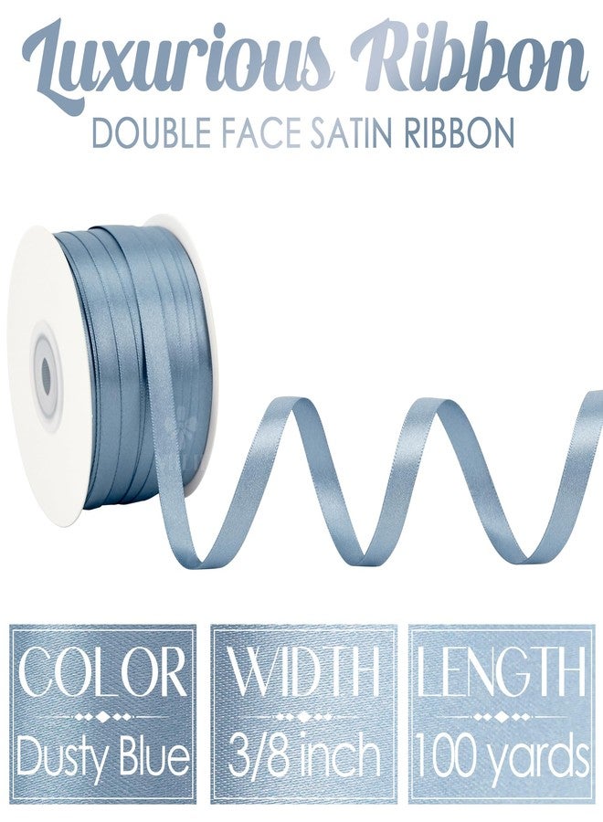 MEEDEE Dusty Blue Satin Ribbon 3/8 Inch Lux Double Sided Satin 100 Yards Roll Thin Blue Ribbon for Gift Wrapping, Party Supply, Birthday, Baby Shower, Wedding, DIY Crafts, Festival Supplies - Image 2