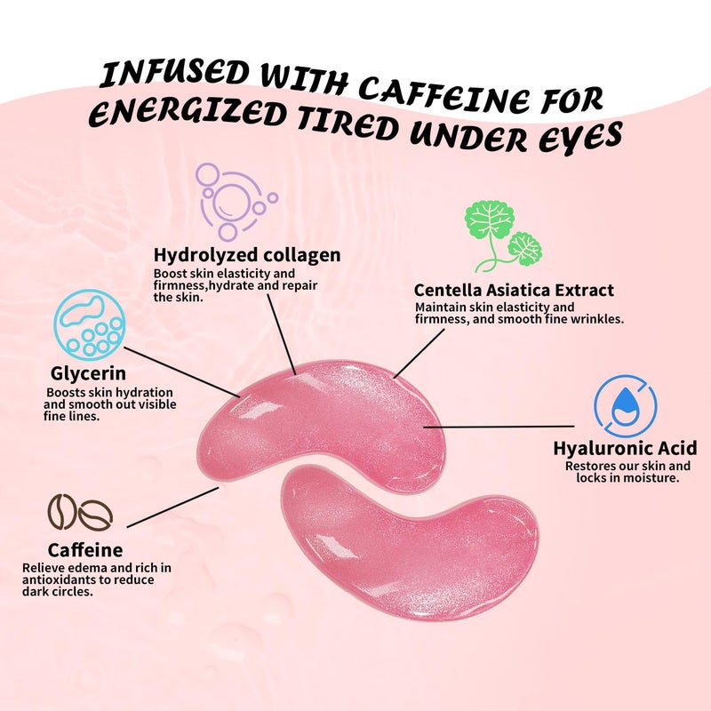 Maskiss Under Eye Patches 25 Pairs Caffeine Eye Masks for Dark Circles Puffy Eyes Undereye Bags Collagen Eye Patches for Wrinkles and Puffiness Skin Care Gift for Her - Image 4