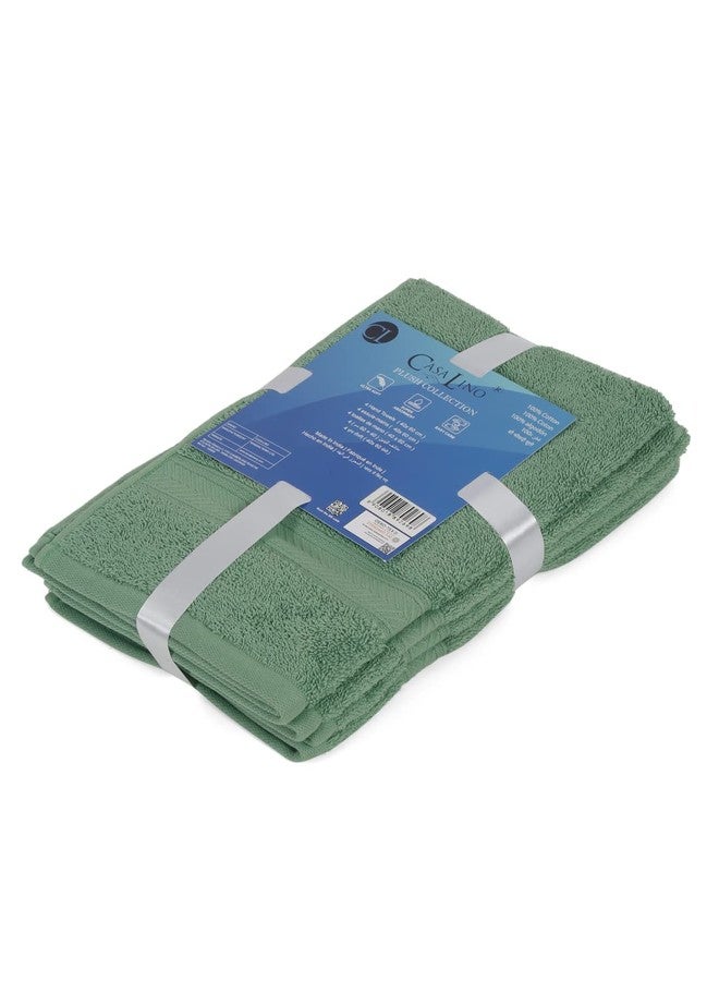 Casa Lino 100% Cotton Hand Towels for Bathroom - Soft, Highly Absorbent & Quick Dry Kitchen Towels - Gym Towel Set - Travel Towel Set - 24" x 16" - Pack of 4 - (Green) - Image 4
