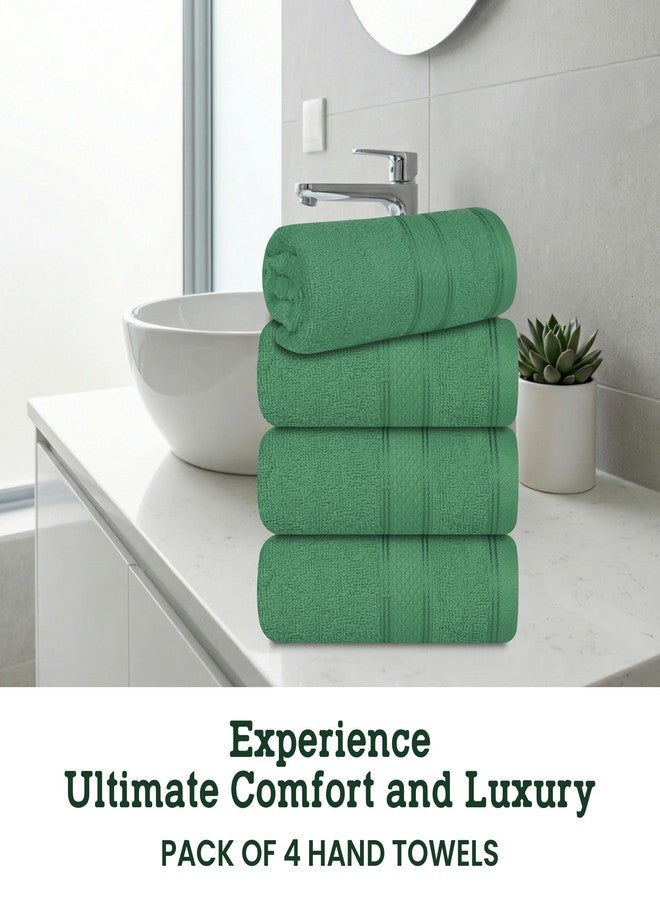 Casa Lino 100% Cotton Hand Towels for Bathroom - Soft, Highly Absorbent & Quick Dry Kitchen Towels - Gym Towel Set - Travel Towel Set - 24" x 16" - Pack of 4 - (Green) - Image 2