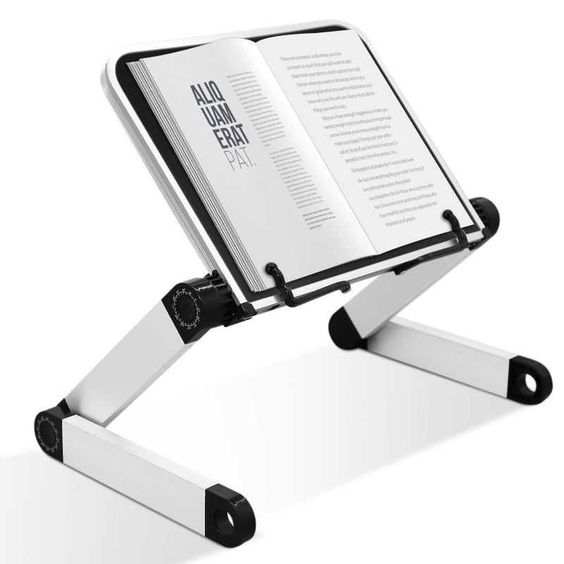 MNKXL Book Stand Laptop Stand Adjustable Book Holder Tray with Page Paper Clips Ergonomic Multi Heights Angles Adjustable Cooking Bookstands for Textbook Recipe Magazine Laptop Tablet Portable - Image 1