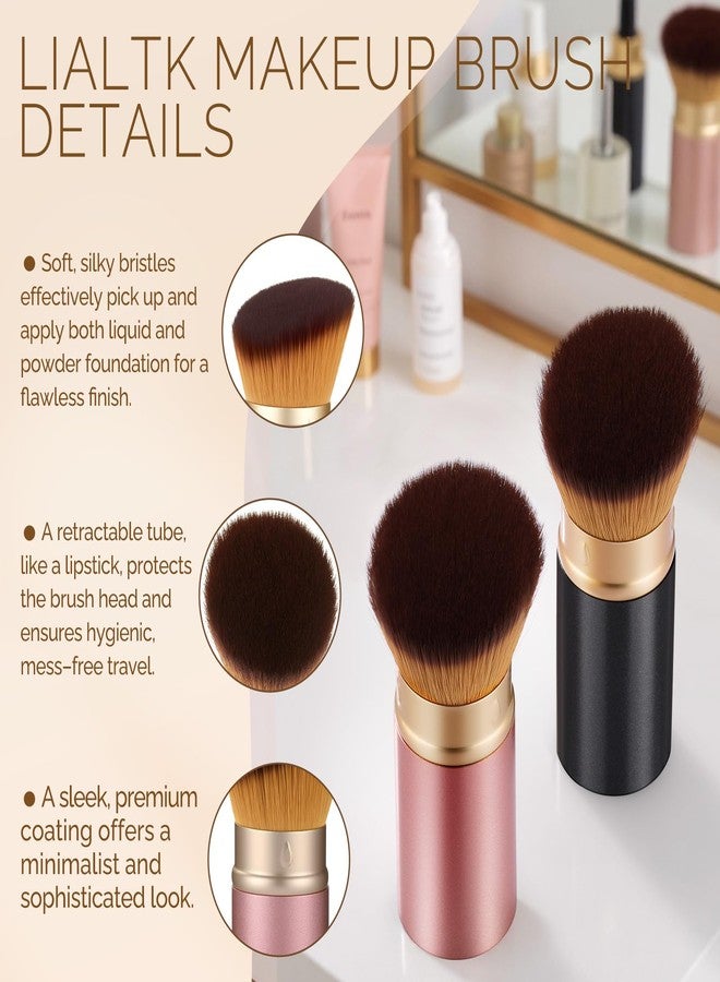 LIALTK Retractable Kabuki Makeup Brush - All-in-One Travel Foundation, Powder, Blush, Liquid & Cream Face Brush | Portable & Easy to Use for Women & Beginners (Black) - Image 5