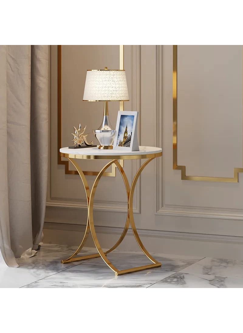 Device Bas with BROWN ART SHOPPEE Brown Art Shoppee Luxury Iron Side Table Living Room Sofa Corner Table MDF Iron Small round Table Simple Bedside Table End Table for Living Room Golden White 