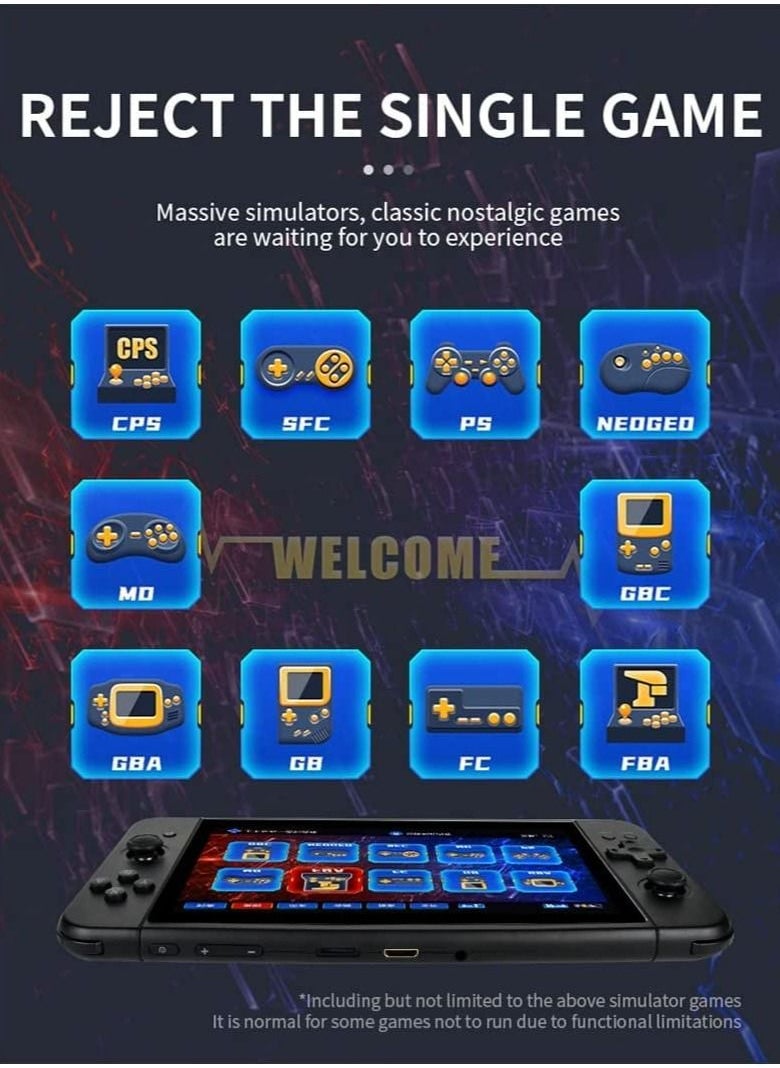 Generic - X70 Handheld Game Console, 7.0 inch IPS HD Screen Retro Games Consoles Classic Video Games Console with 64G Memory Cards 6000 Games, Built-in 3500mAh Rechargeable Battery - Image 1