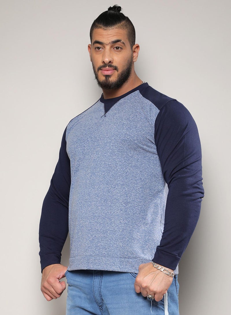 Instafab Plus Men's Blue Colourblocked Regular Fit  Casual T-Shirt - Image 3