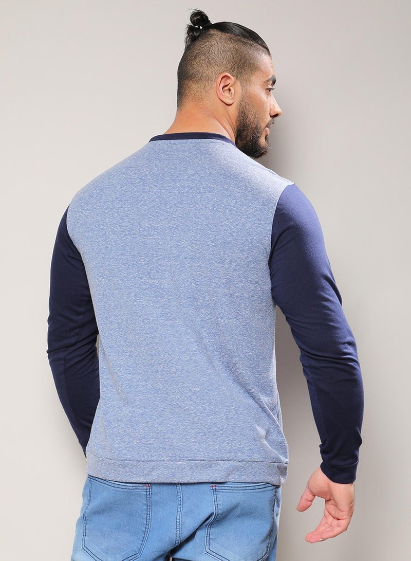 Instafab Plus Men's Blue Colourblocked Regular Fit  Casual T-Shirt - Image 5